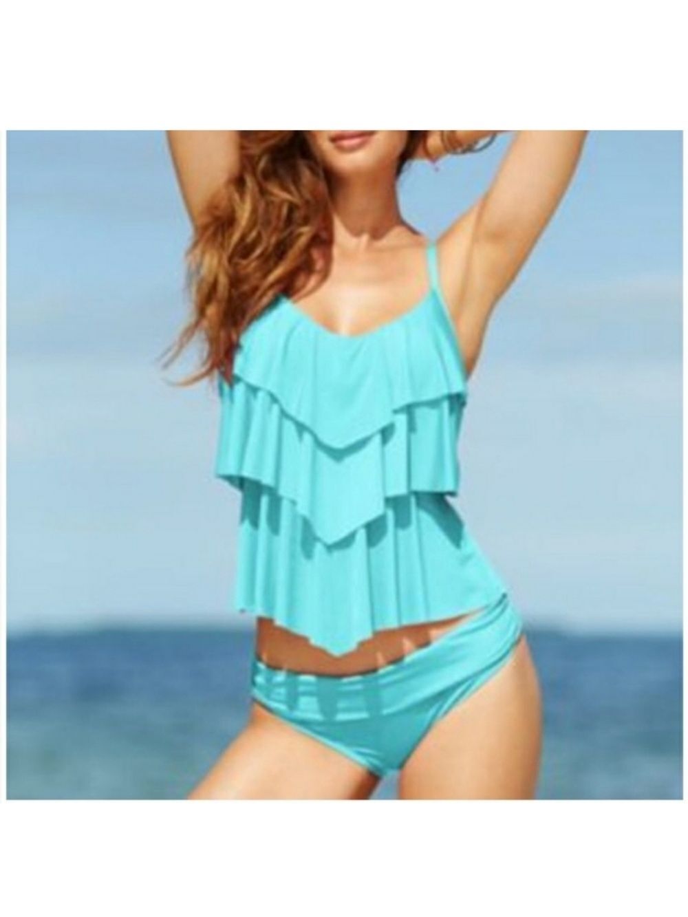 Kenneth Cole Reaction Tankini Set Ruffled Tier Small 4 6